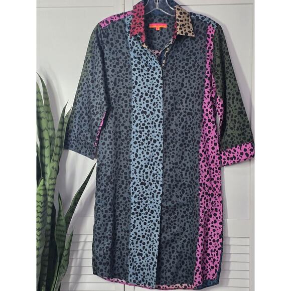 Anthropologie Vilagallo Womens Shirt 3/4 Button Dress Size 40 Colorblock Retro - Picture 1 of 7